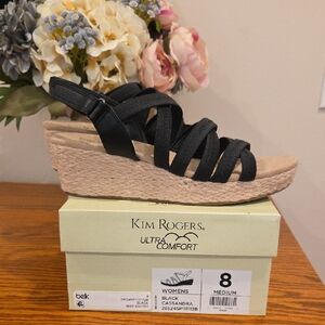 Kim Rogers Black Strappy Wedges